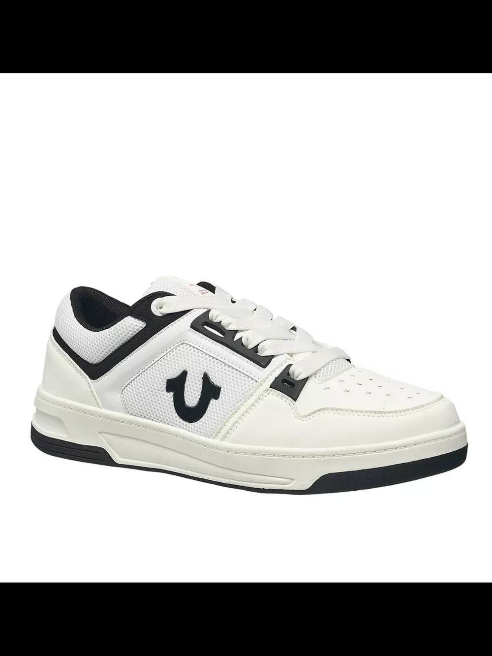 True Religion White and Black Low-Top Sneaker with Signature Logo
